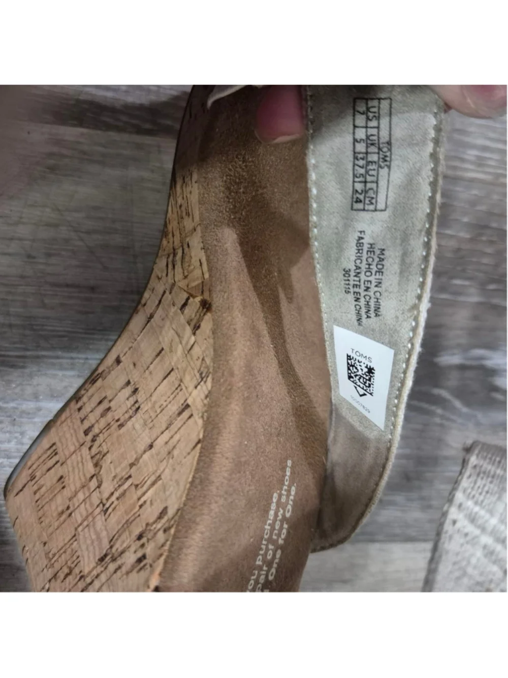 Women's TOMS Clarissa linen Cork Wedge Sandals Size 7